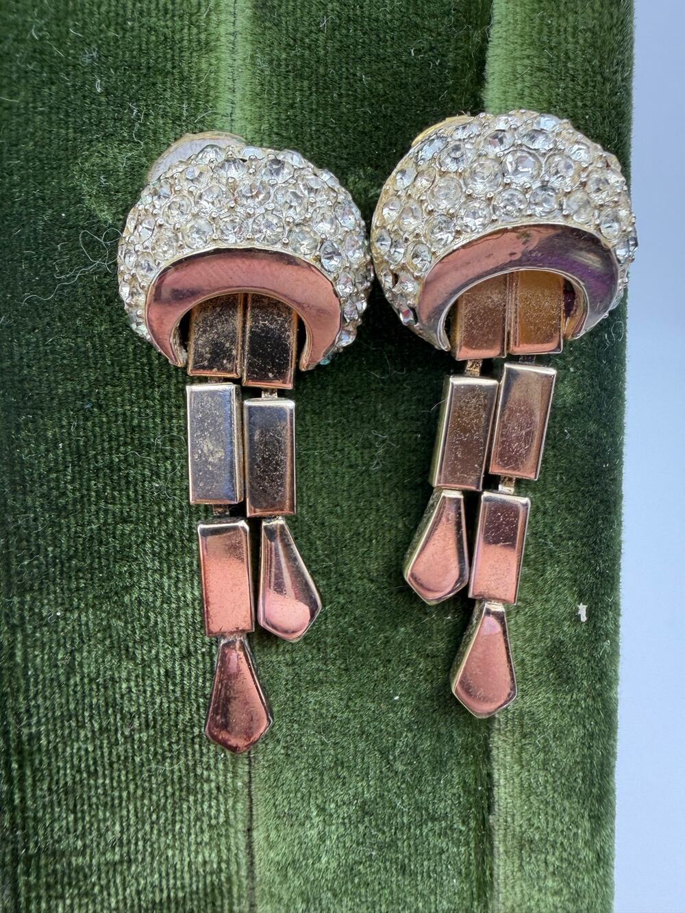vintage Coro "Regency" waterfall tassel clip-on earrings